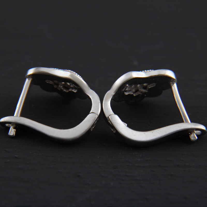 گوشواره نقره زنانه بازرگانی میلادی مدل فانتزی قلب نگین برلیان ابکاری رادیوم کد GZN_357