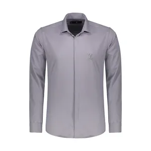 پیراهن آستین بلند مردانه مدل LVT-33 رنگ طوسی