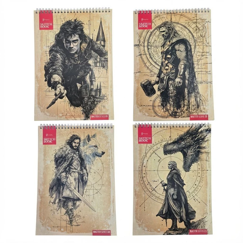 دفتر طراحی ۴۰ برگ پالت طرح مستر سیمی گلاسه بسته ۴ عددی