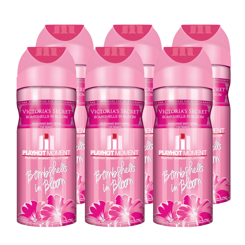 اسپری خوشبو کننده بدن زنانه پلی هات مومنت مدل VICTORIA'S SECRET حجم 200 میلی لیتر مجموعه 6 عددی