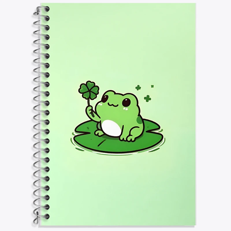 دفتر زبان 50 برگ خندالو مدل دو خط طرح قورباغه ی بامزه کد N5265