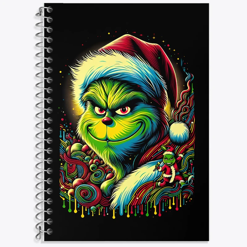 دفتر زبان 50 برگ خندالو مدل دو خط طرح گرینچ (Grinch) کد F8087