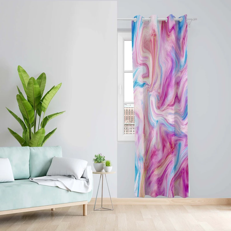 پرده طرح آبرنگی مدل مخمل پانچی کد 5495R z سایز 140x200 سانتی متر