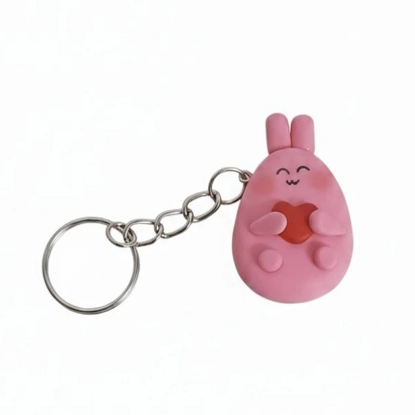 جاکلیدی دستی خمیر پلیمری مدل خرگوش قلب به دست