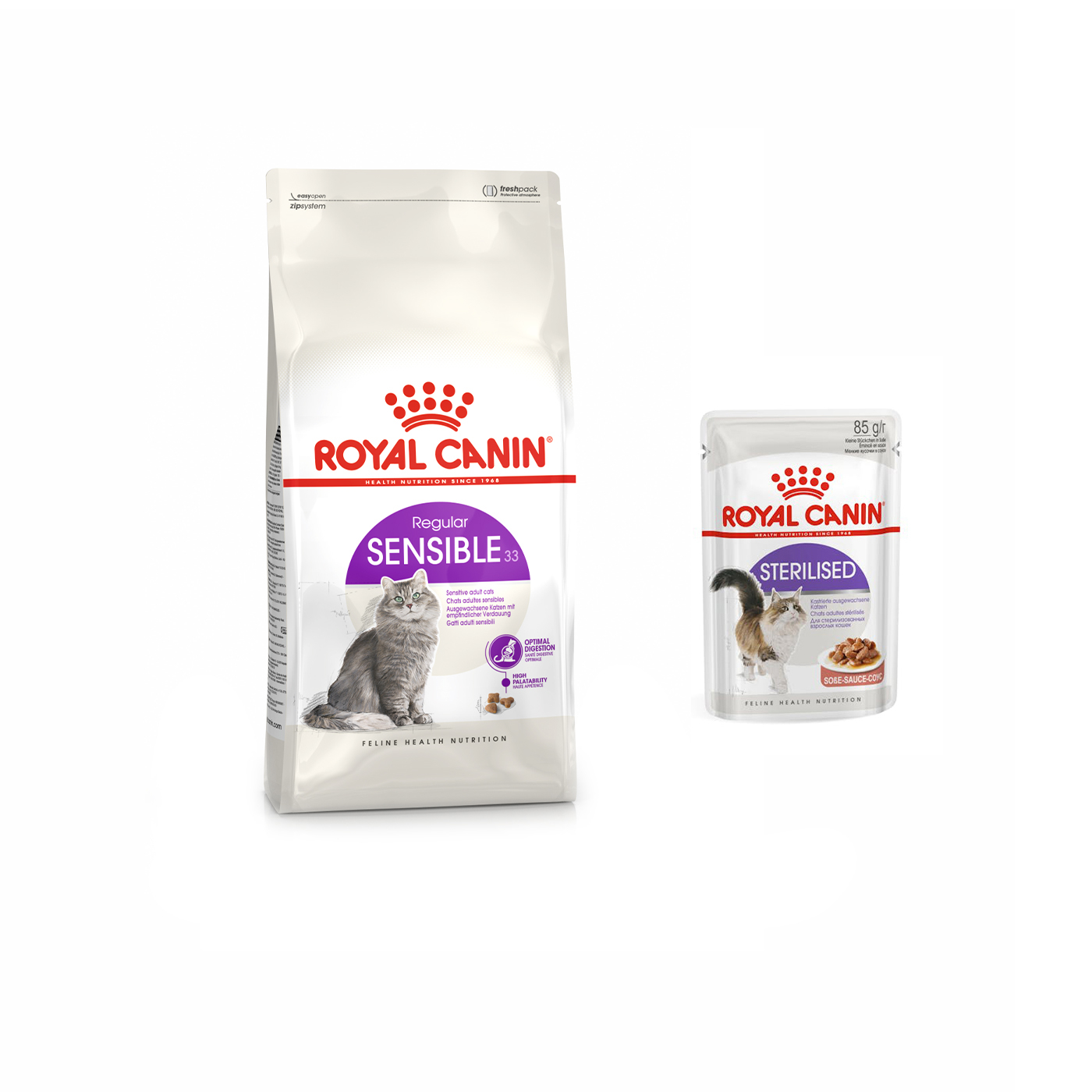 غذای خشک گربه رویال کنین مدل Sensible وزن 2 کیلوگرم به همراه پوچ استریلایزد