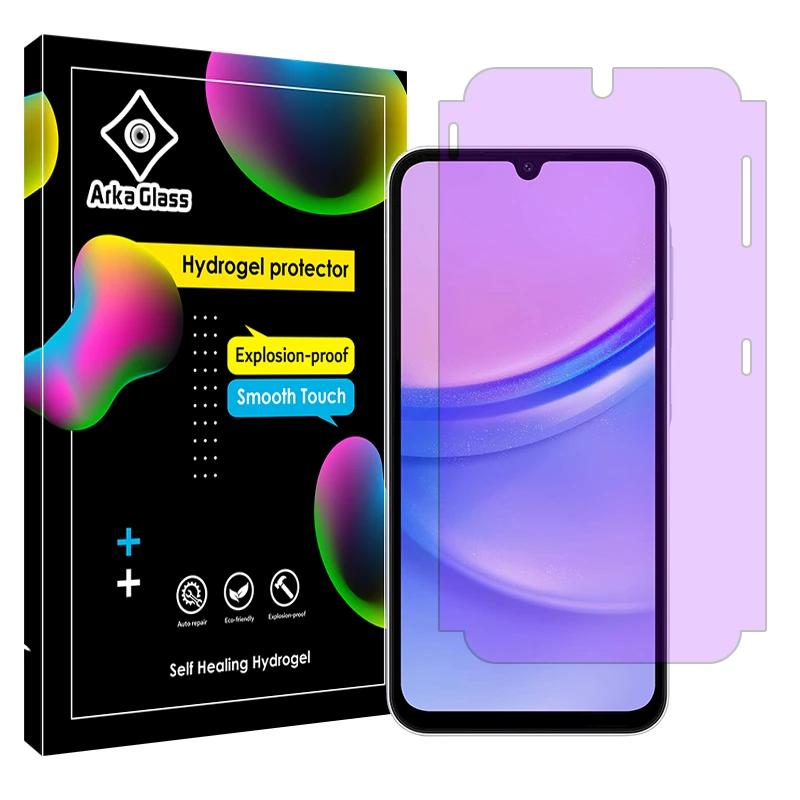 محافظ صفحه نمایش آرکا گلس مدل فیلتر بنفش مناسب برای گوشی موبایل سامسونگ Galaxy A15