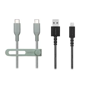 کابل USB-C انکر مدل A80F6H61 طول 1.8 متر به همراه کابل USB-A به لایتنینگ انکر مدل A8012H12 طول 0.9 متر