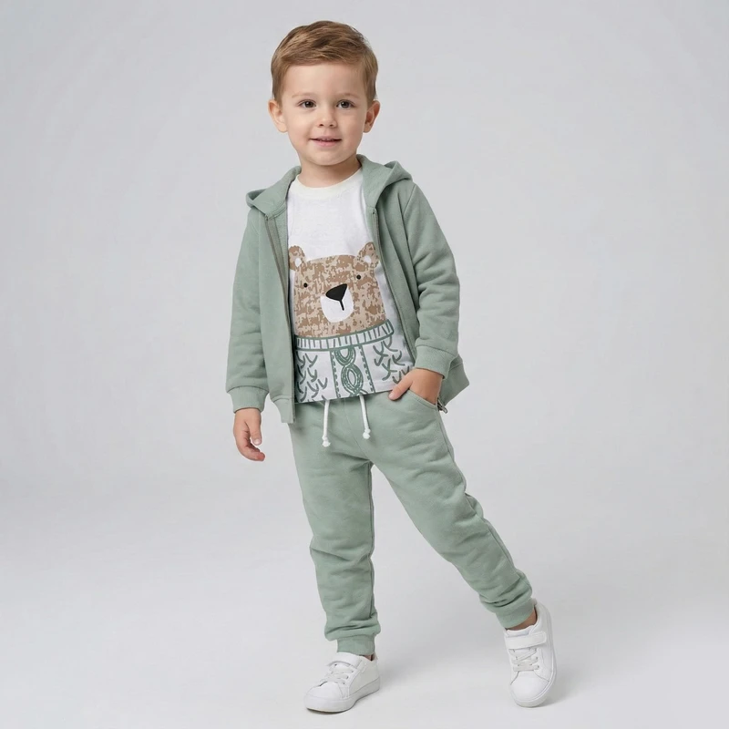 ست 3 تکه لباس راحتی پسرانه  فیورلا مدل خرس مهربان کد 35541