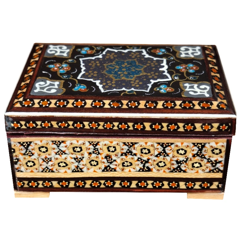 جعبه جواهرات خاتم کاری چوبی مدل تذهیب کد KHATJA1
