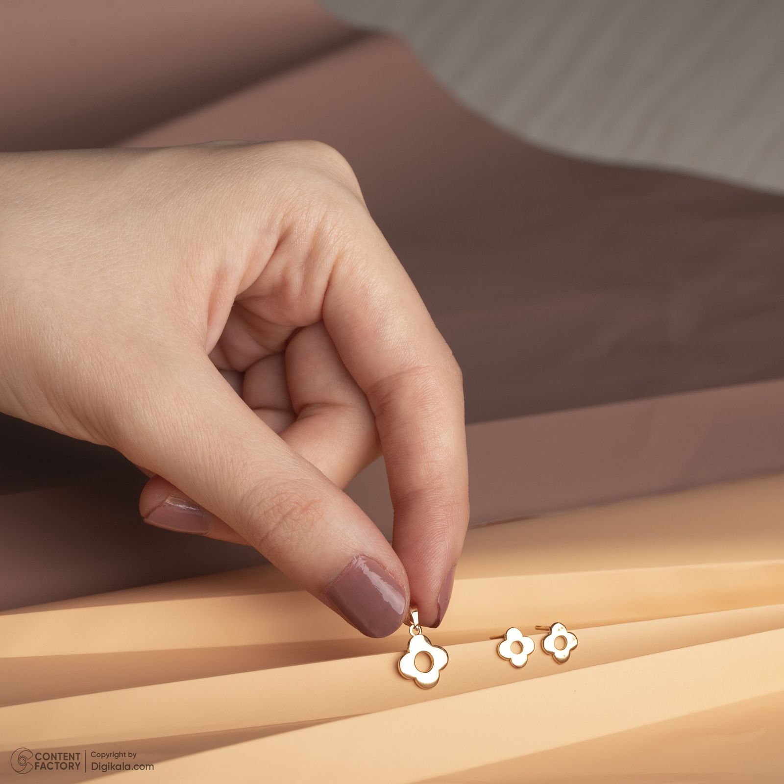 نیم ست طلا 18 عیار زنانه گلدم مدل PE145008 -  - 9