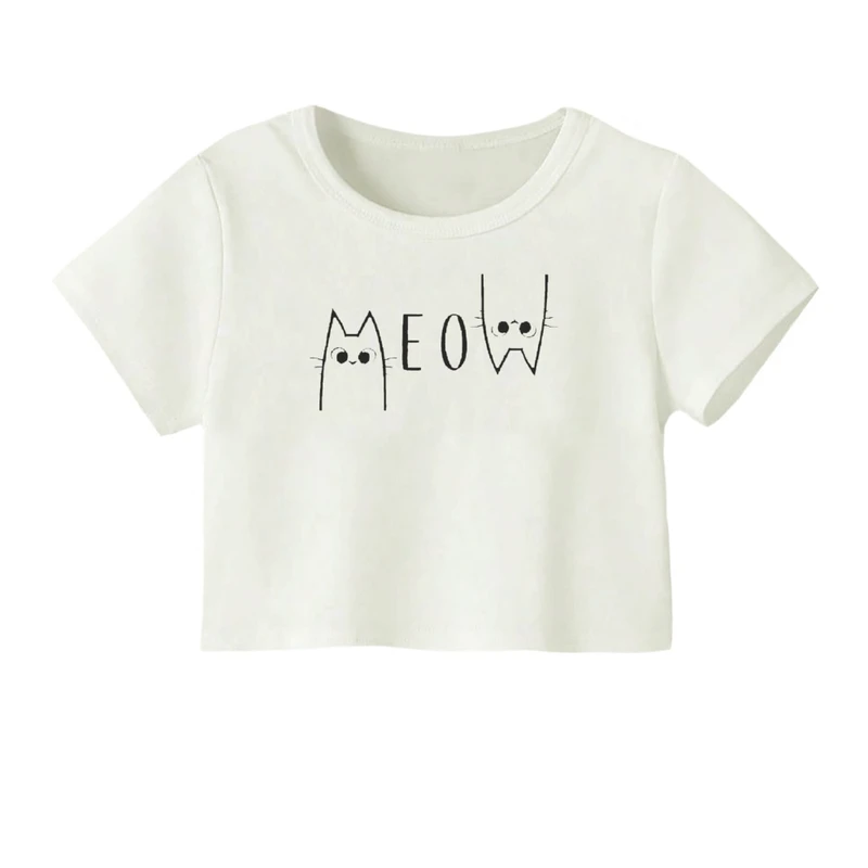 کراپ‌ تی‌شرت آستین کوتاه زنانه مدل فایل دوگربه