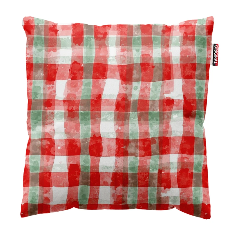 کوسن پاد آفرین مدل کریسمس طرح چهارخانه کد PK402819 سایز 40*40 سانتی متر