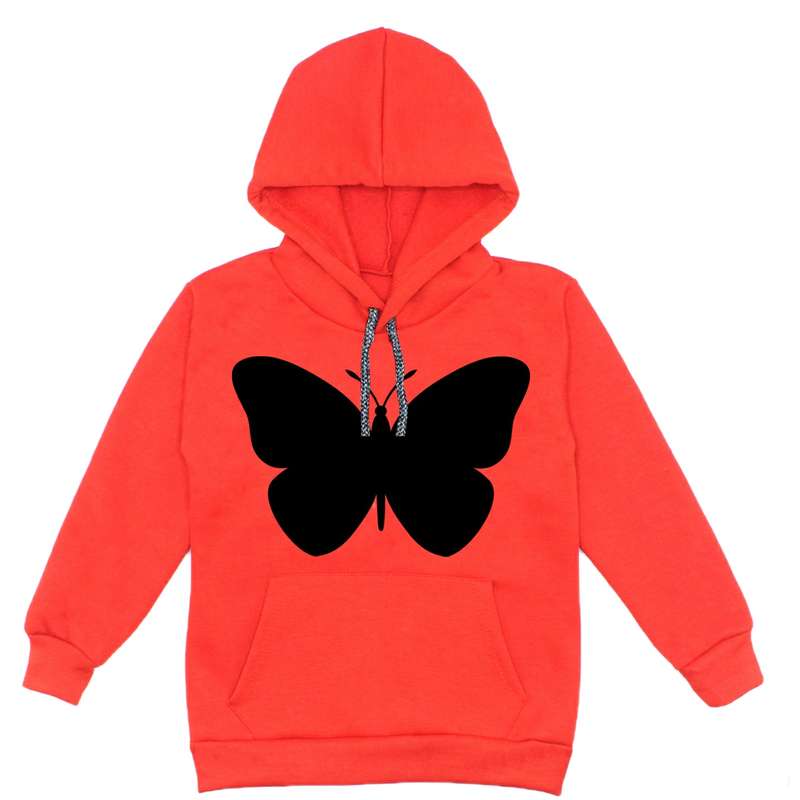 هودی دخترانه مدل پروانه A01 رنگ قرمز