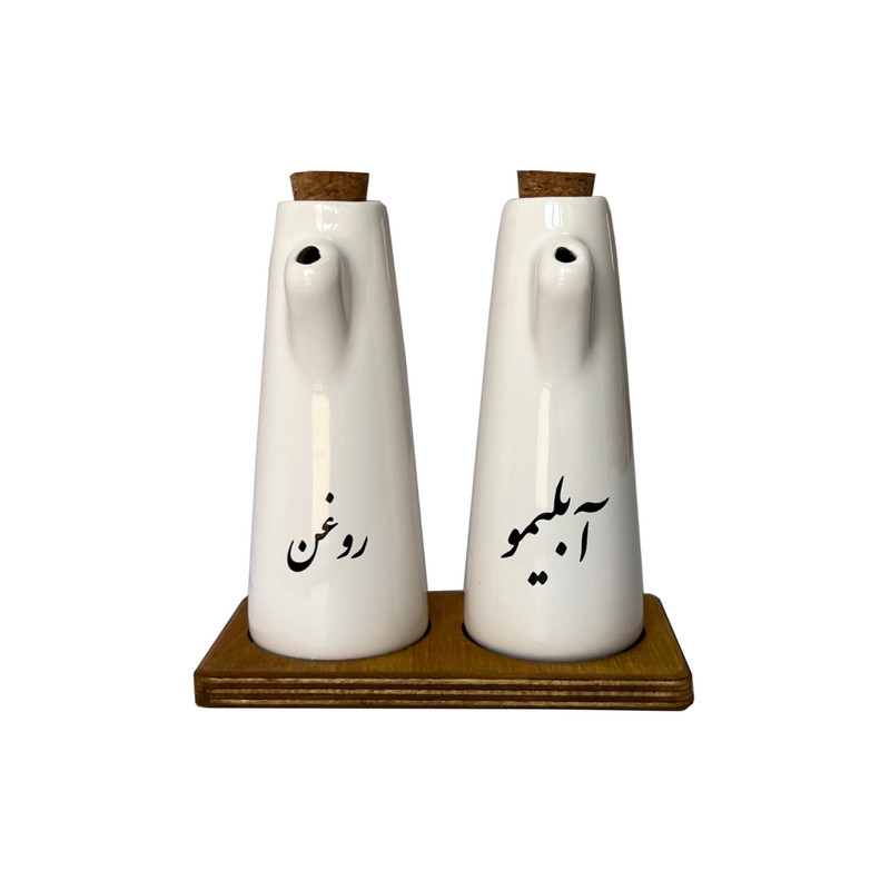ظرف آبلیمو و روغن مدل سرامیکی مجموعه دو عددی