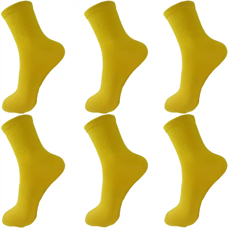 جوراب ورزشی زنانه ادیب مدل کش انگلیسی کد  SPTW رنگ زرد بسته 6 عددی