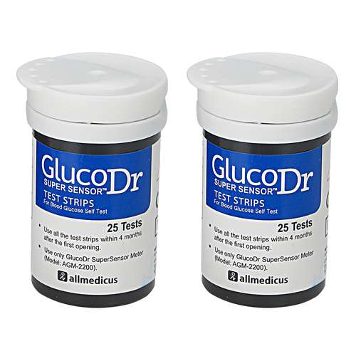 نوار قند خون گلو کو داکتر مدل سوپر سنسور مجموعه 2 عددی 