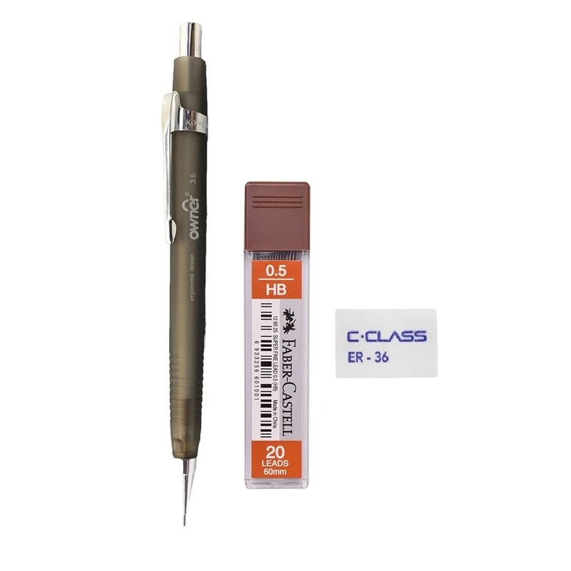 مداد نوکی 0.5 میلی متری اونر مدل بیداد به همراه نوک مداد نوکی و پاک کن مجموعه 3 عددی