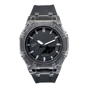 ساعت مچی عقربه‌ای کوارتز مدل دو زمانه کرنومتر دار موتور پمپی کد GA-2100GR.Y