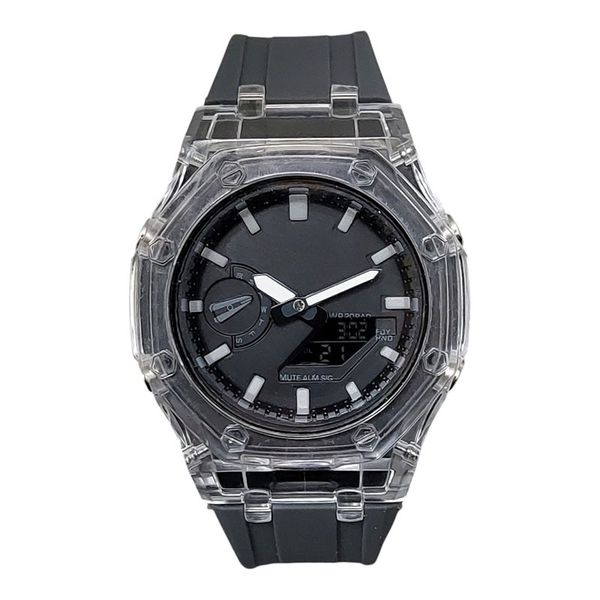 ساعت مچی عقربه‌ای کوارتز مدل دو زمانه کرنومتر دار موتور پمپی کد GA-2100GR.Y