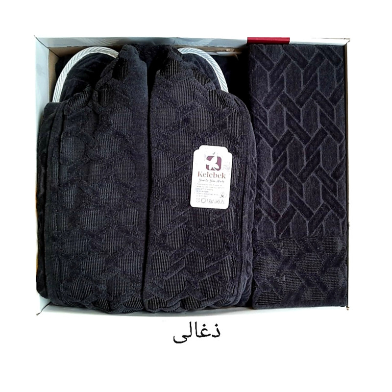 سرویس حوله پالتویی 4 تکه کلبک طرح کندو کد B55