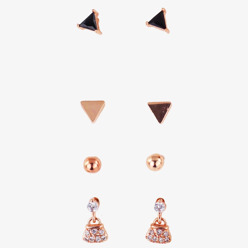 گوشواره میخی زنانه مدل مثلثی کد AAC615 بسته چهار عددی
