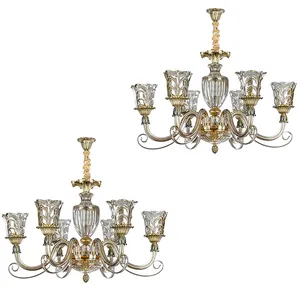  لوستر 6 شعله چشمه نور کد C3318/6-6-Pro بسته دو عددی