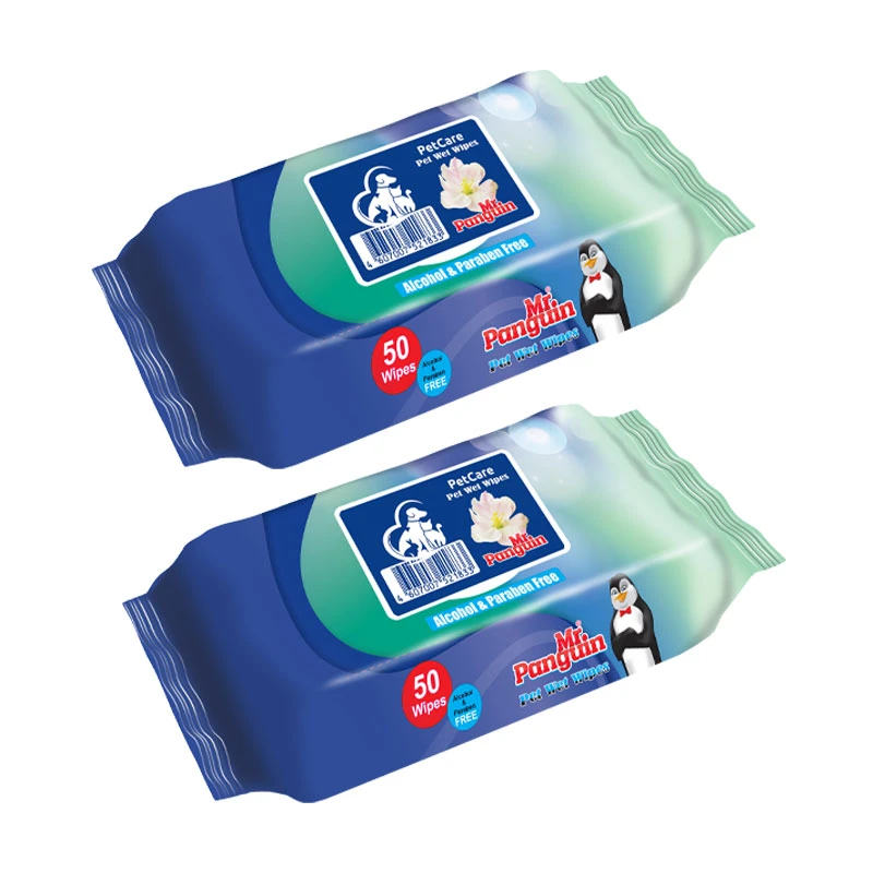 دستمال مرطوب معطر حیوانات خانگی مستر پنگوئن مدل Scented وزن 300 گرم بسته 2 عددی