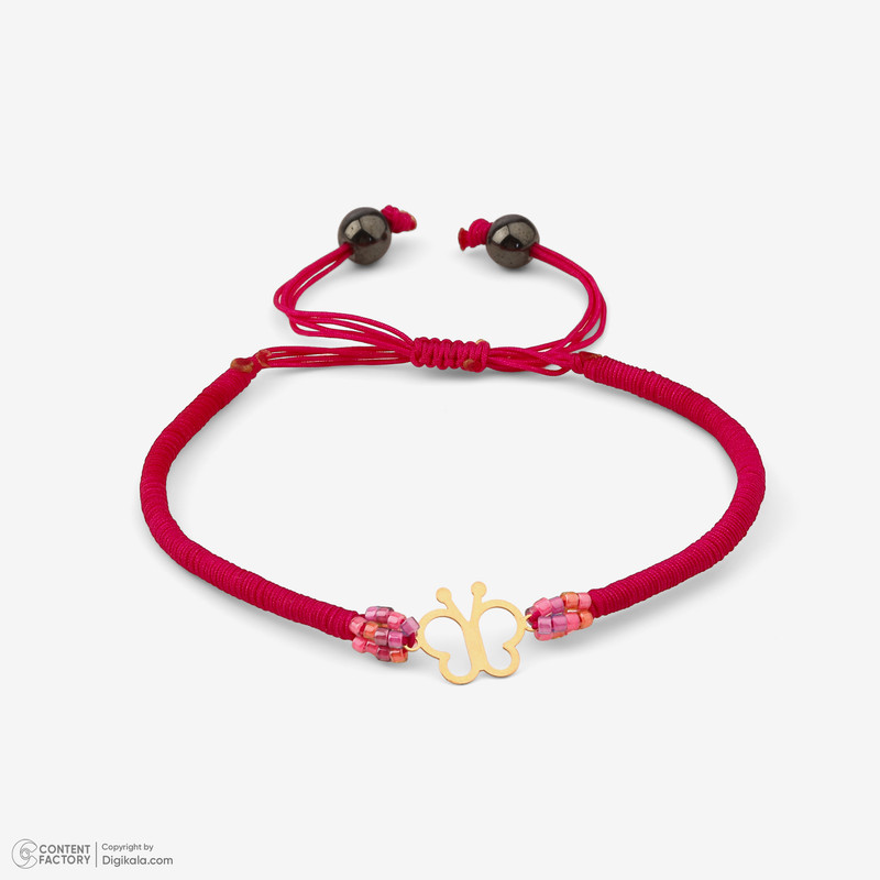 دستبند طلا 18 عیار دخترانه با بند نخی روبی آرت گالری مدل 316169