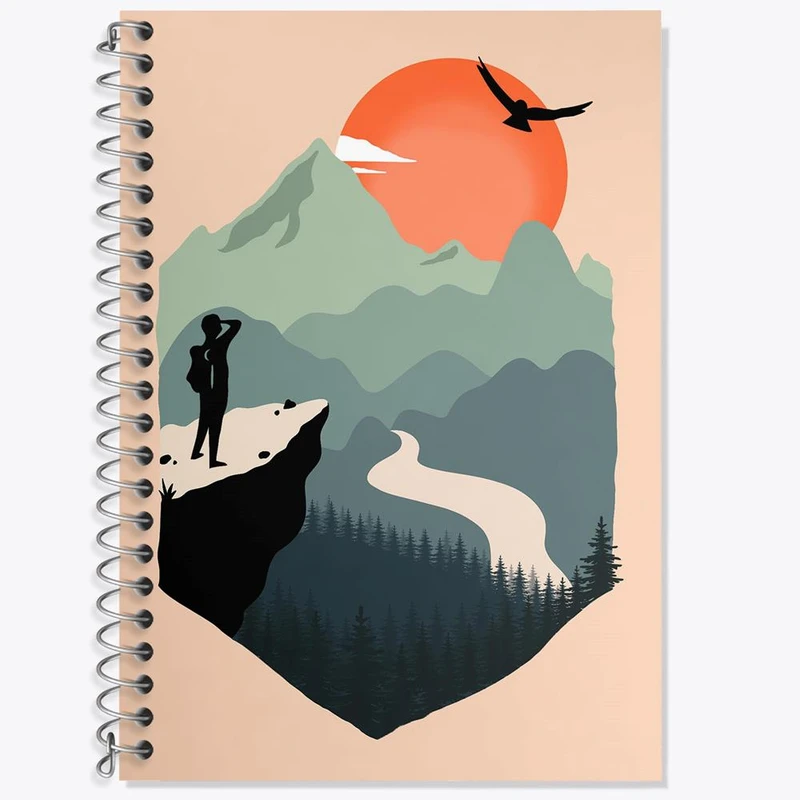 دفتر زبان 50 برگ خندالو مدل سه خط طرح کوهنوردی کد 28782