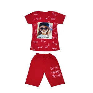 ست تی شرت و شلوارک دخترانه مدل چراغدار کد 2