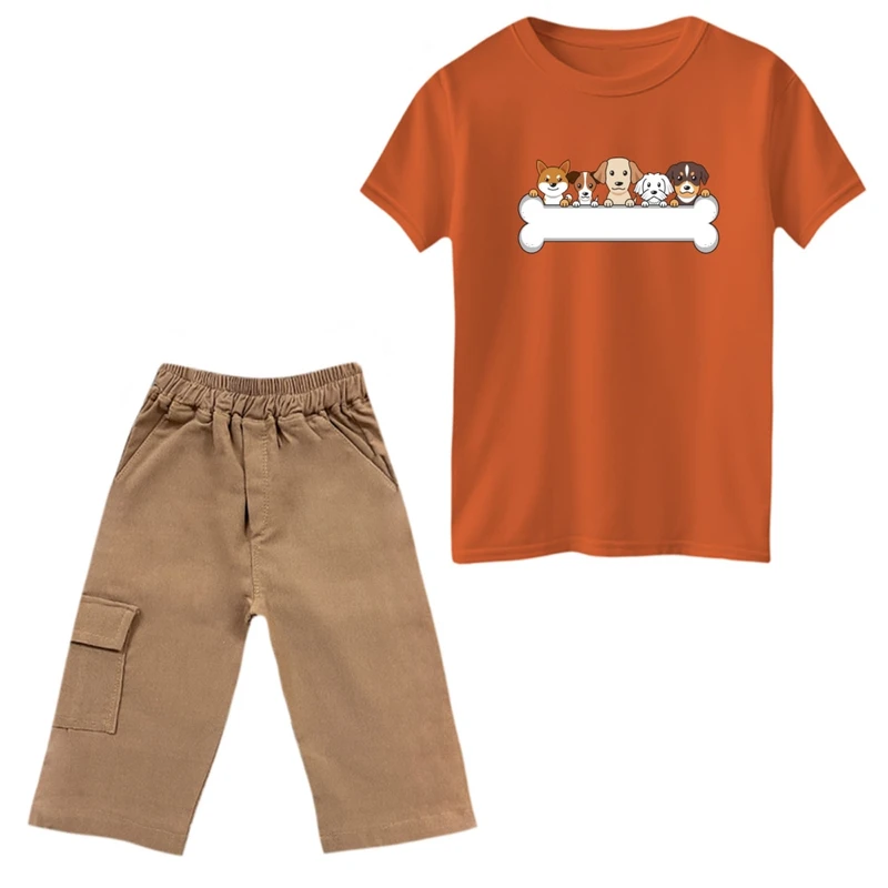 ست تی‌شرت و شلوارک دخترانه مدل سگ و استخوان