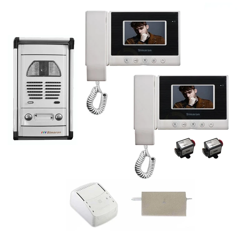 مجموعه دربازکن تصویری سیماران مدل 43HS-VFC2D دو طبقه به همراه محافظ ولتاژ مانیتور