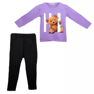 ست تی شرت آستین بلند و شلوار بچگانه مدل خرس عروسکی