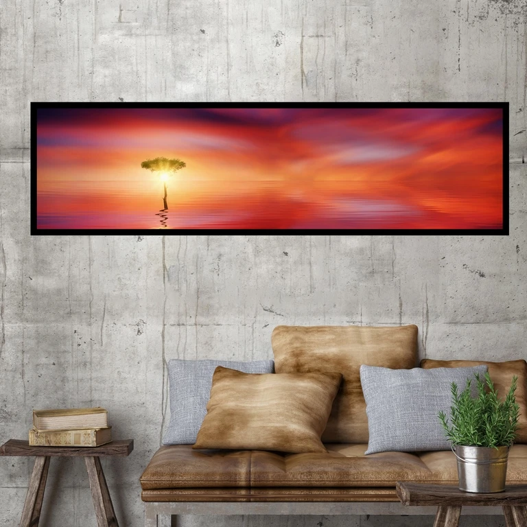 تابلو بکلیت طرح غروب خورشید مدل کشیده B-7759