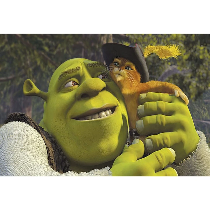 تابلو شاسی کودک مدل کارتون شرک و گربه چکمه پوش T5819