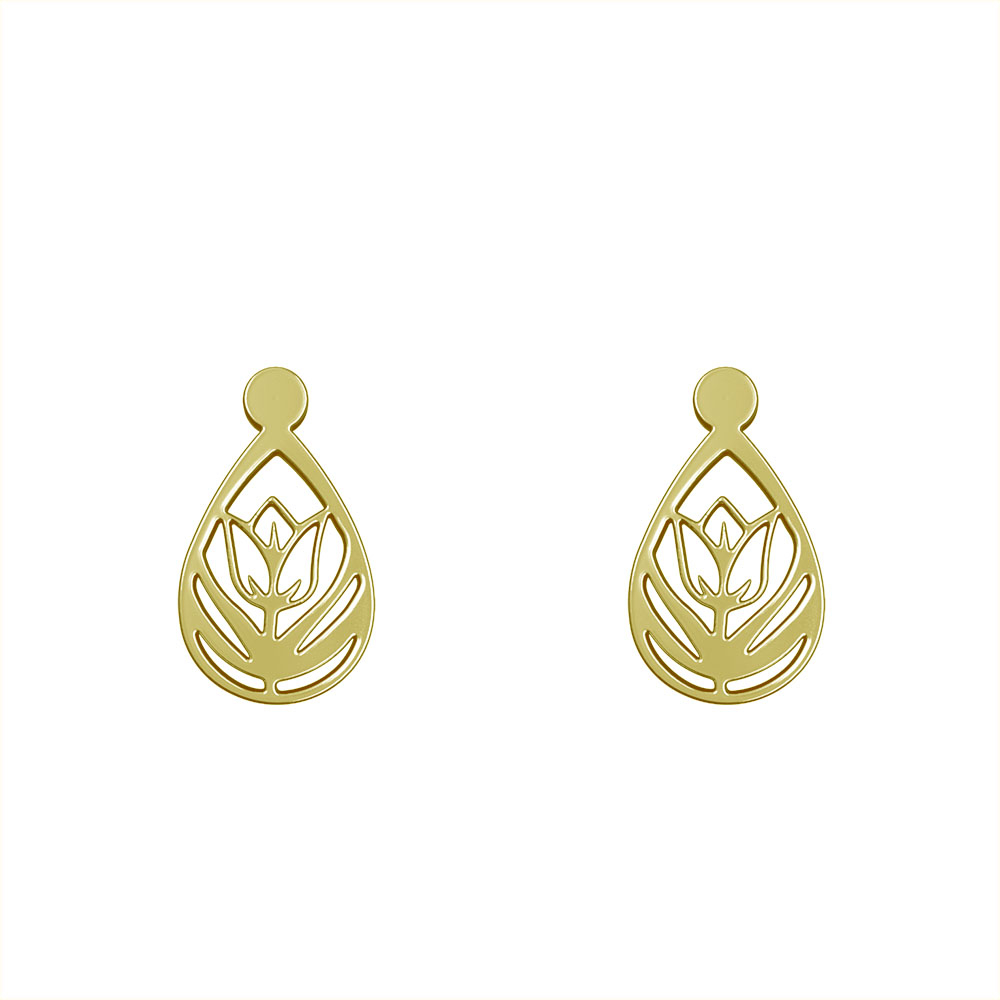 گوشواره طلا 18 عیار زنانه مدوپد مدل گل کد GA1-10458