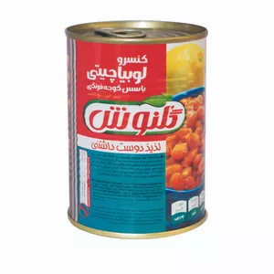 کنسرو لوبیا چیتی باسس گوجه فرنگی گلنوش - 380 گرم