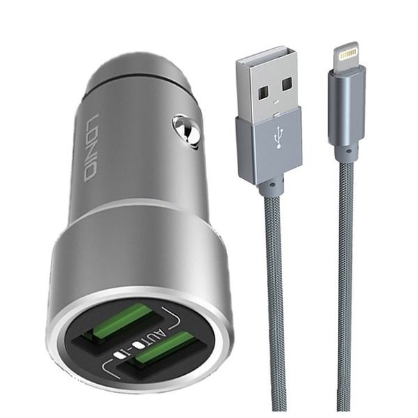 شارژر فندکی الدینیو مدل C302 همراه با کابل Lightening شارژر فندکی الدینیو مدل C302 همراه با کابل Lightening