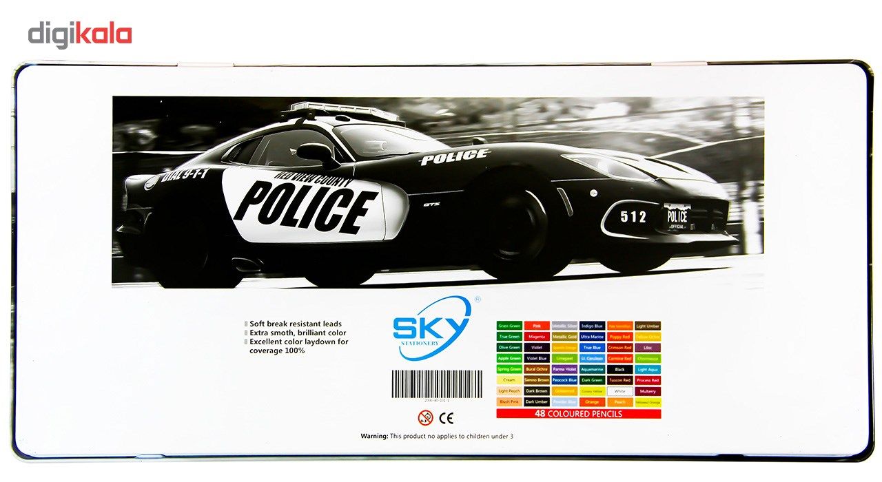 مداد رنگی 48 رنگ اسکای طرح ماشین پلیس