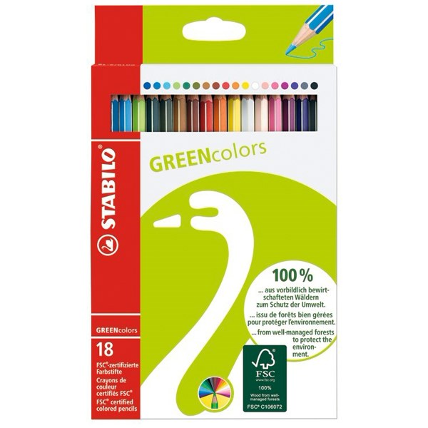 مداد رنگی 18 رنگ استابیلو مدل Green Colors