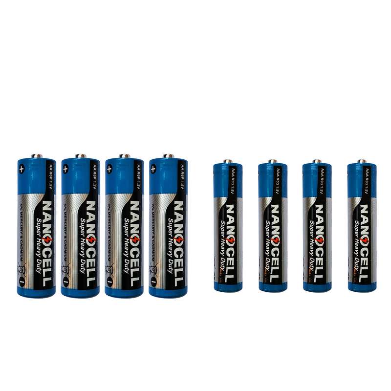 باتری قلمی و نیم قلمی نانوسل مدل Super Heavy Duty بسته 8 عددی