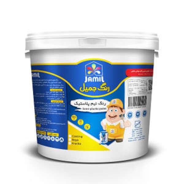 رنگ نیم پلاستیک درجه 1 سفید جمیل مدل ساختمانی کد 1123 حجم 1 لیتر