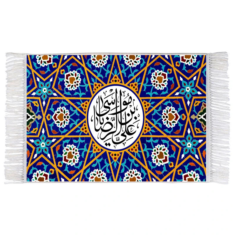 فرش ماشینی دیوارکوب اطلس آبی طرح علی بن موسی رضا مدل T3071