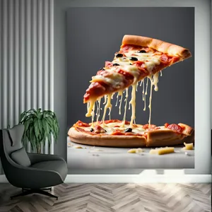 تابلو بوم طرح مخمل پیتزا مدل پنیر کش دار کد GR1781