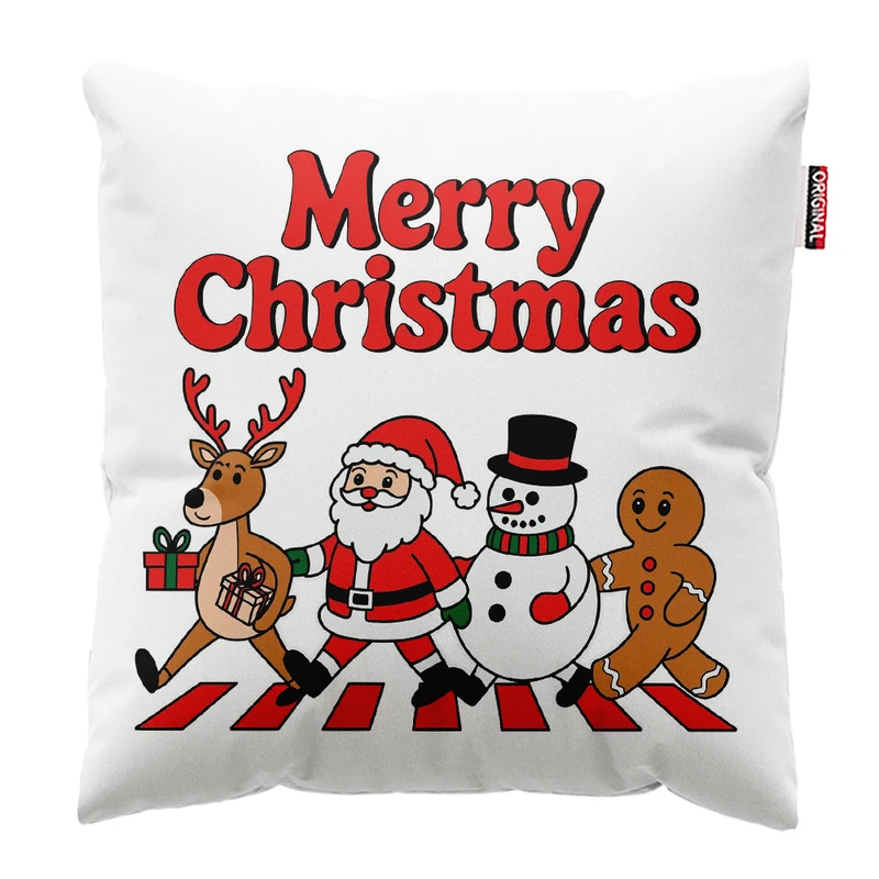 کوسن پاد آفرین مدل کریسمس طرح بابانوئل کاج گوزن آدم برفی کد PK402477 سایز 40*40 سانتی متر