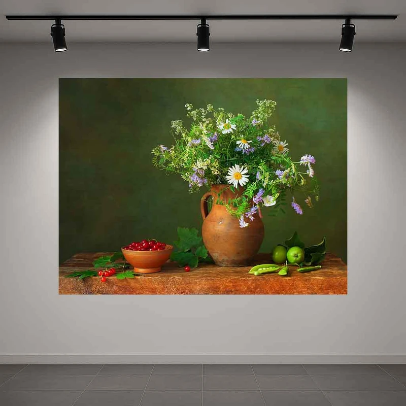 پوستر پارچه ای طرح مخمل گل مدل گلدان گل کد PD1311893