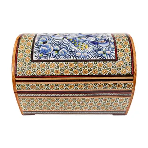 جعبه جواهرات خاتم کاری مدل نقاشی طرح گل و مرغ برجسته کد bl20p13