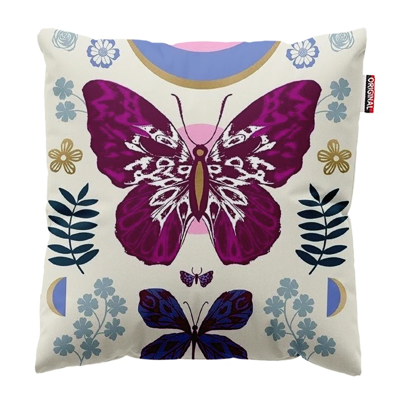   کوسن پاد آفرین طرح پروانه و گل کد 4921 سایز 40*40 سانتی متر