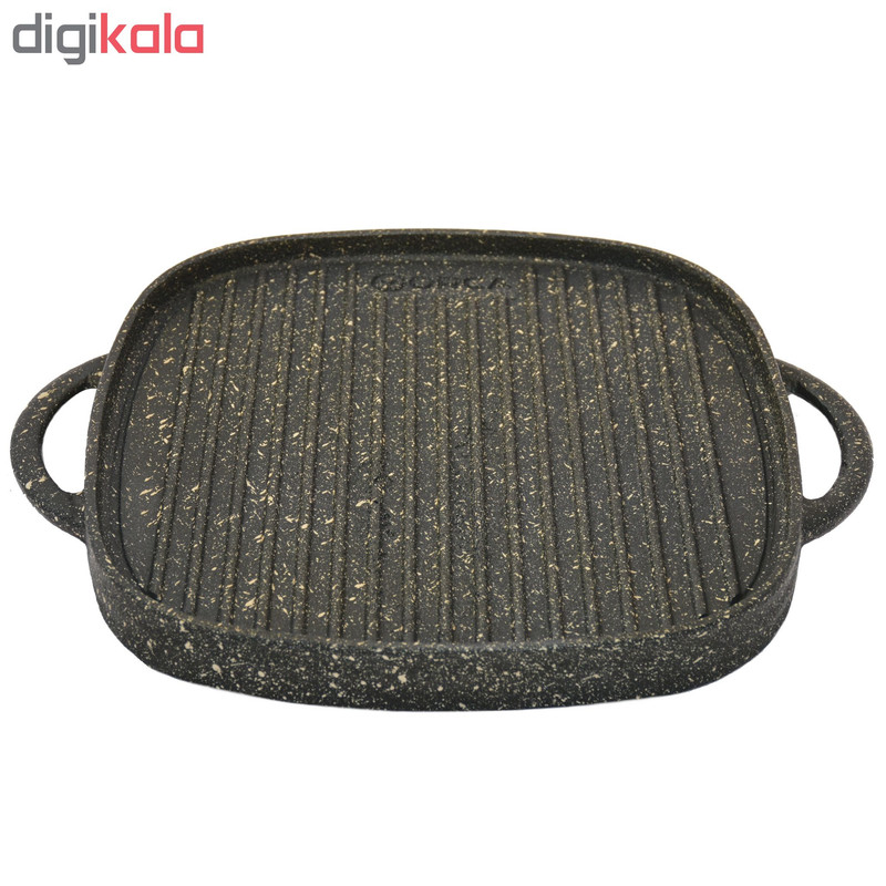 تابه گریل چدنی اُرکا ORCA مدل Hseries H3-SR سایز 30 به همراه درب و انبر طبخ و اسپری روغن