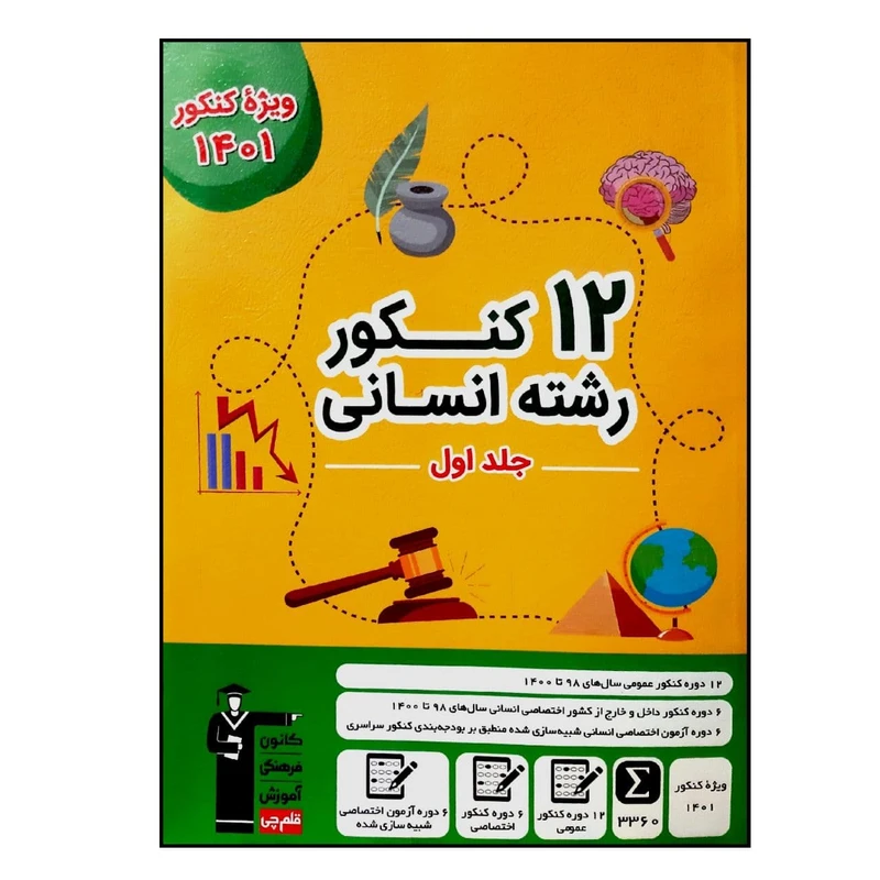 کتاب 12 کنکور رشته انسانی ویژه کنکور 1401 اثر جمعی از نویسندگان انتشارات قلم چی  جلد 1